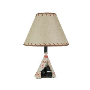 Mama Bear Reading Book To Cub in Teepee Tent Table Lamp